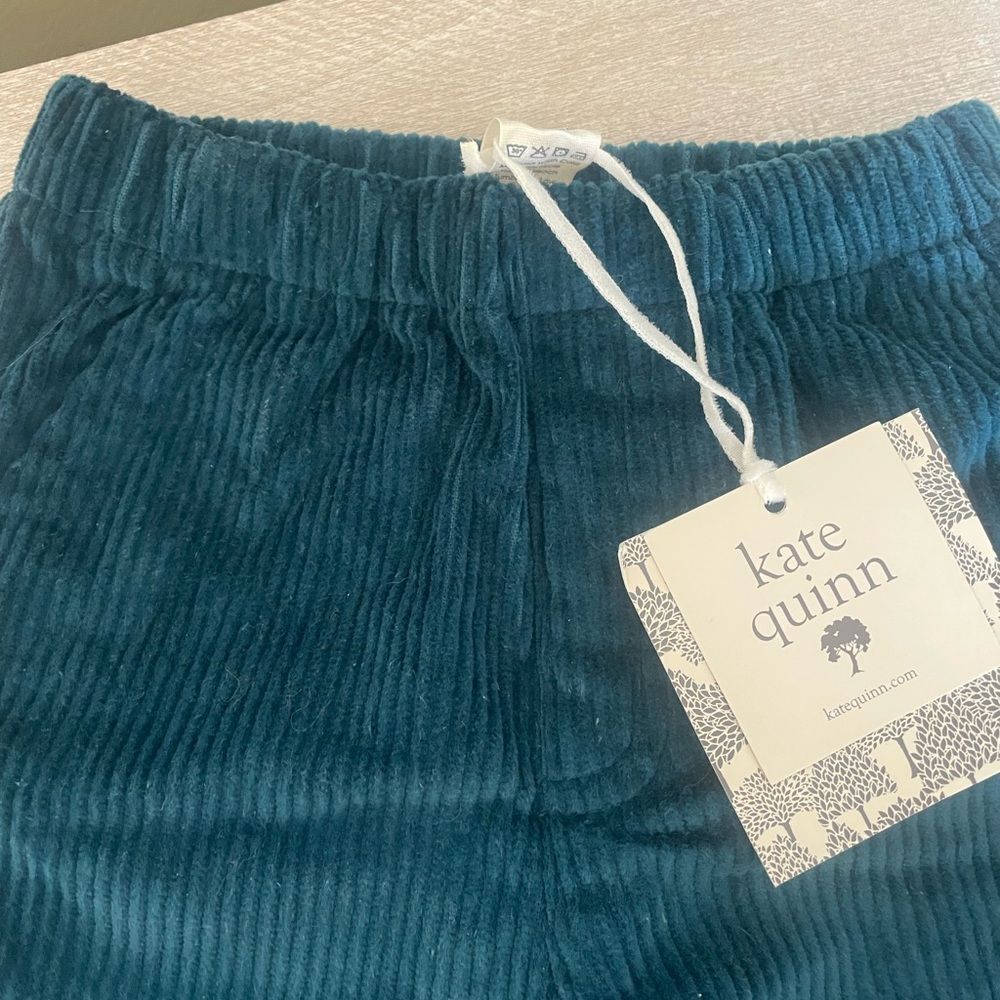 New Kate Quinn organic corduroys pants teal infant toddler sz 12-18 mos pockets - Picture 3 of 6
